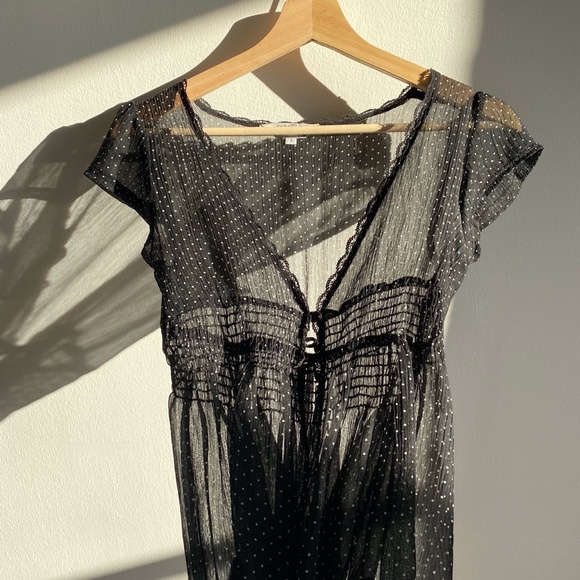 Sheer Polka Dot Tunic Shirt - Picture 2 of 5